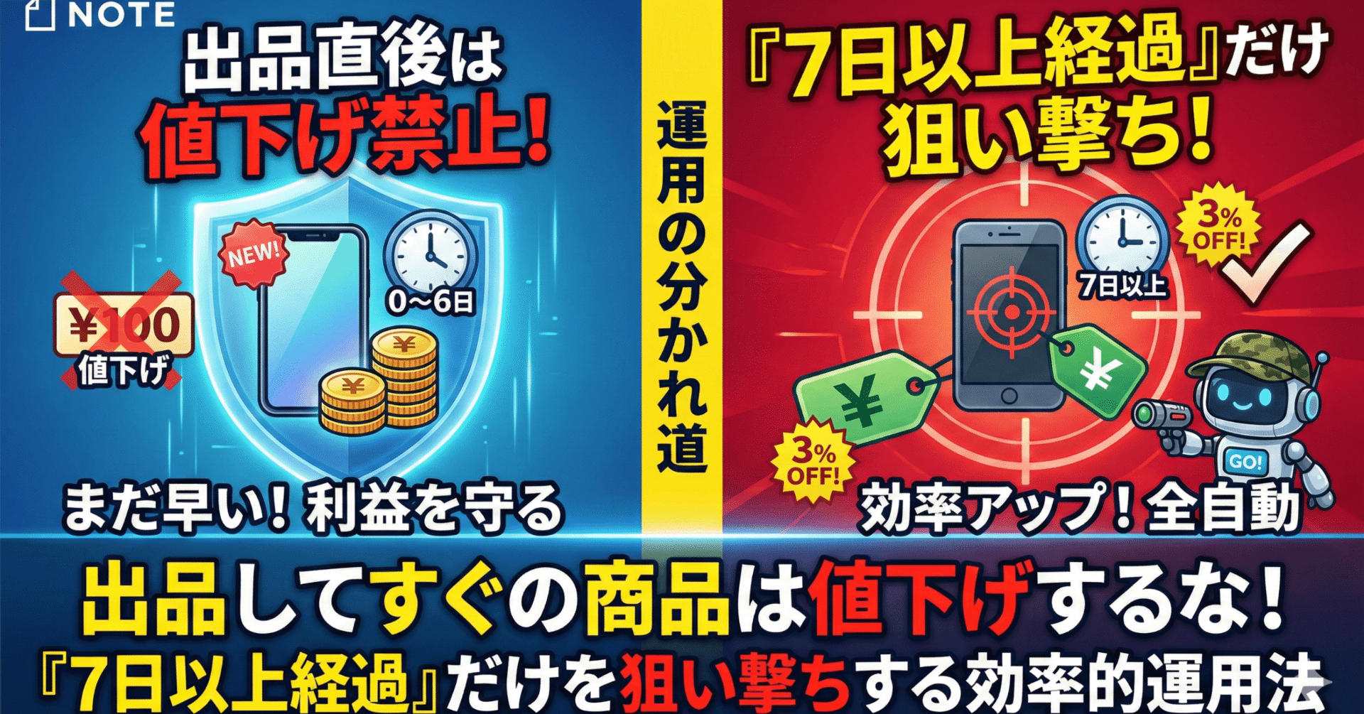 出品してすぐの商品は値下げするな！「7日以上経過」だけを狙い撃ち