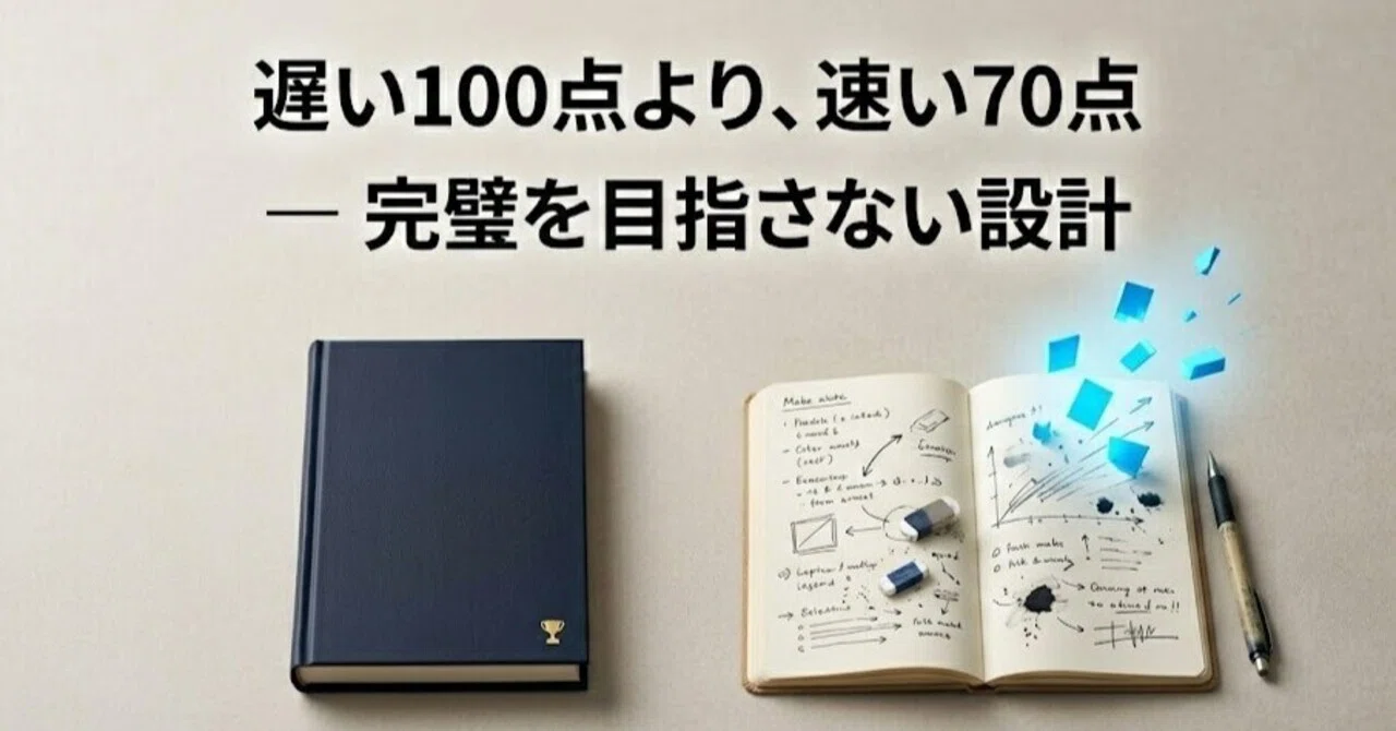 遅い100点より、速い70点 ― 完璧を目指さない設計｜和泉澤裕＠テックとお金で「自分の時間」を取り戻す人