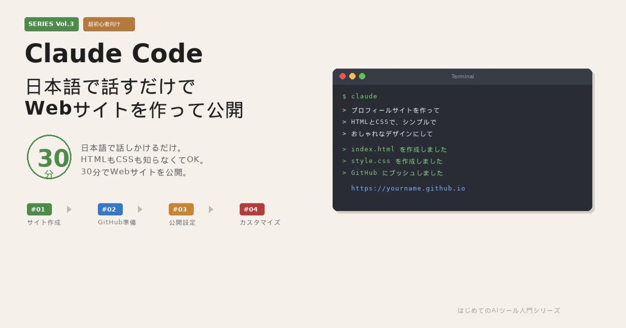 超初心者向け】Claude Codeだけで「自分のWebサイト」を作って公開する 