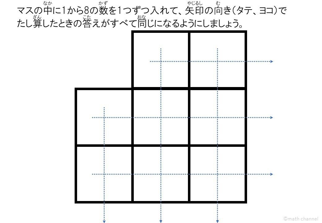 算数クイズ 1つ欠けた魔方陣 印刷データつき Math Channel Note 算数クイズ 1つ欠けた魔方陣 印刷データつき Math Channel Note