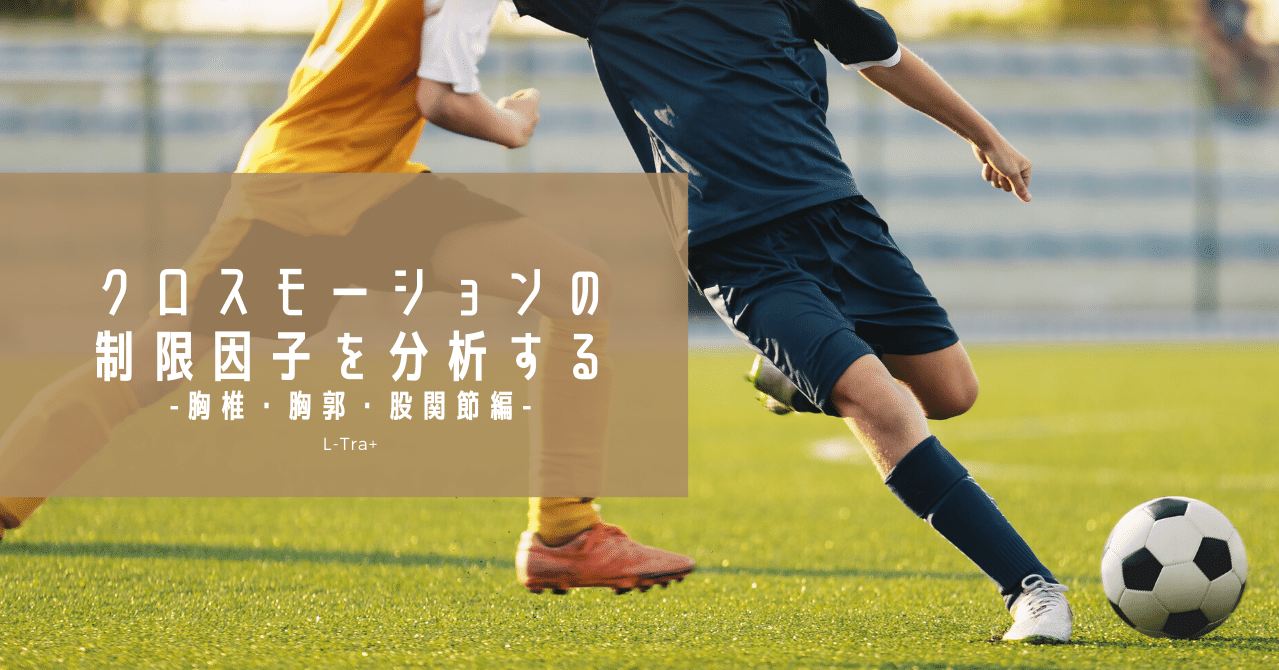 クロスモーションの制限因子を分析する 胸椎 胸郭 股関節編 サッカー選手 向けフィジカルサポートnote 石橋 哲平 Note クロスモーションの制限因子を分析する 胸椎 胸郭 股関節編 サッカー選手 向けフィジカルサポートnote 石橋 哲平 Note