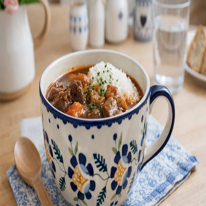 ポーリッシュポタリーF44-RUで楽しむ、カフェオレボウルごはん