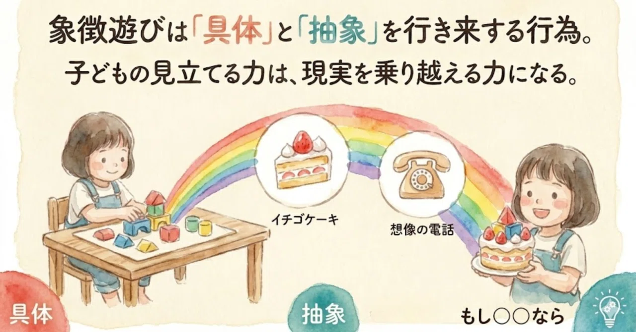 象徴遊びは「具体」と「抽象」を行き来する行為。子どもの見立てる力は、現実を乗り越える力になる。|tototo