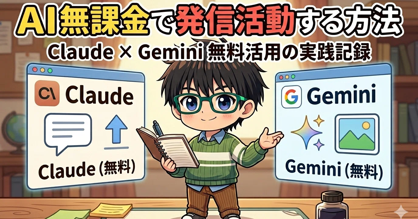 2026年最新】AI無課金で発信活動する方法｜Claude・Gemini無料活用の