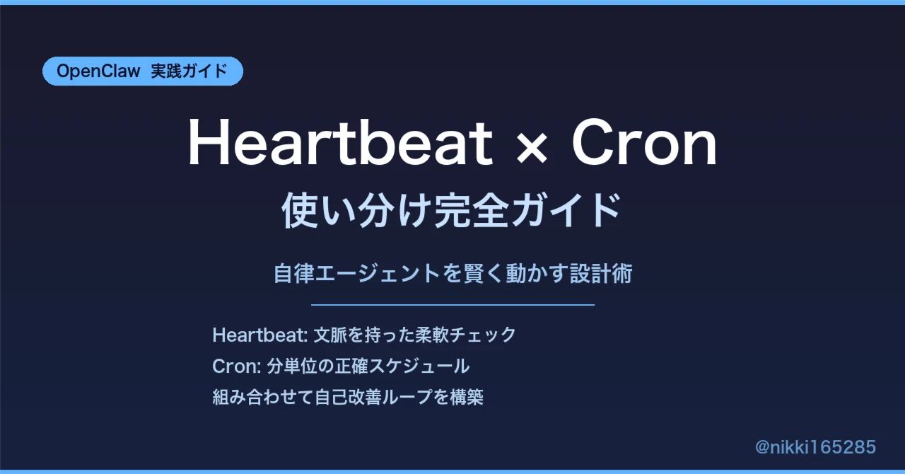 【実践】OpenClaw Heartbeat × Cron 使い分け完全ガイド｜自律エージェントを