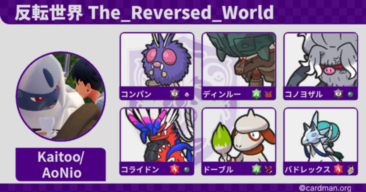 ポケモンSV】S39ダブル 最終372位 レート1735.504 反転世界 The