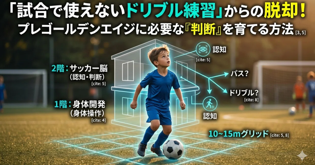 日体大サッカー練習技 低学年のドリブル特化の落とし穴？「試合で使えないドリブル練習」から