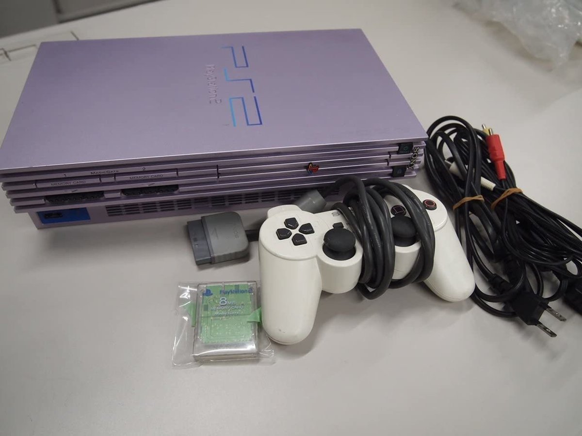 薄型PS2本体 傷あり コントローラー はしら 電源ケーブル AVケーブル付属