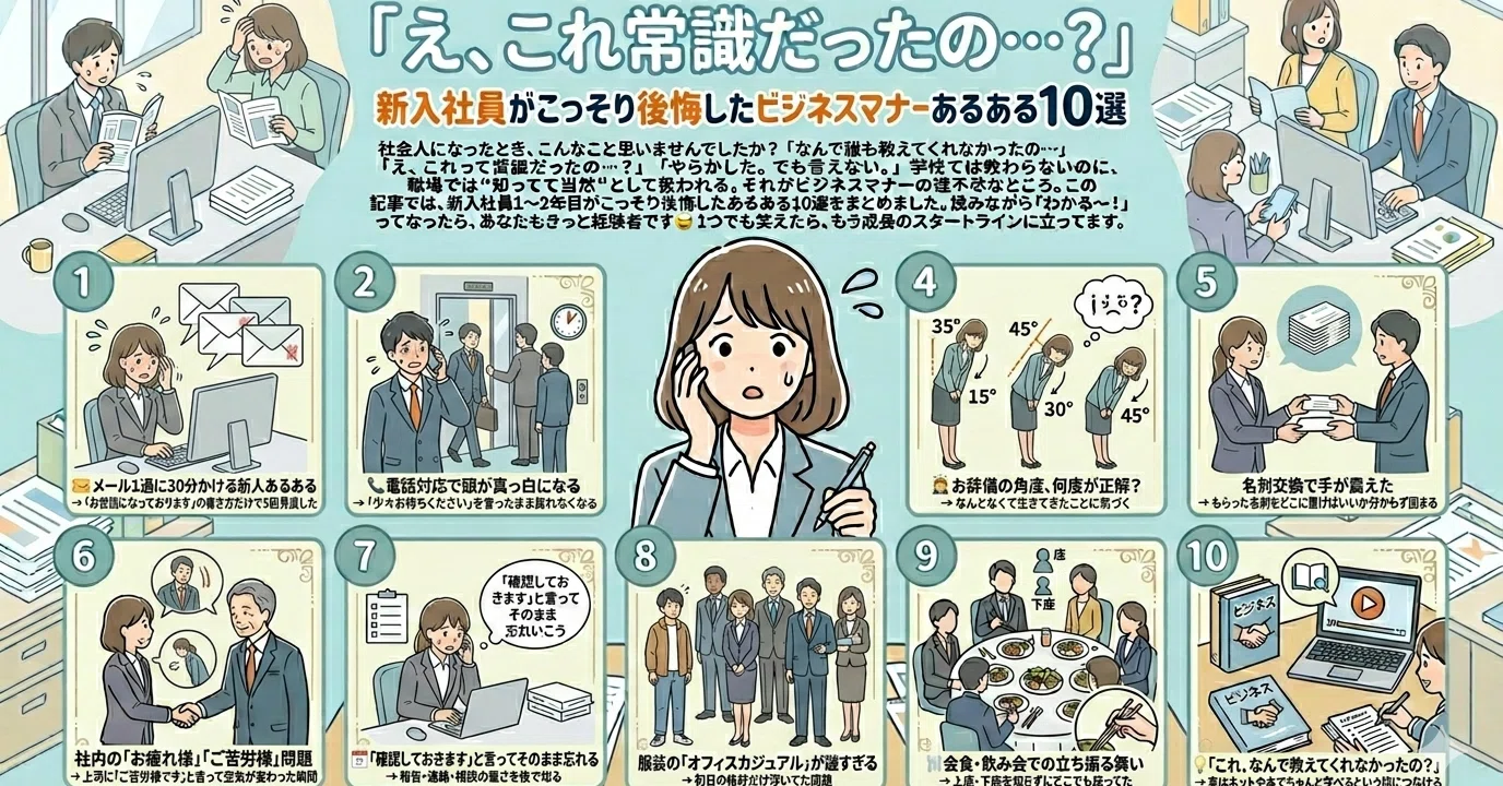 え、これ常識だったの…？」新入社員がこっそり後悔したビジネスマナー