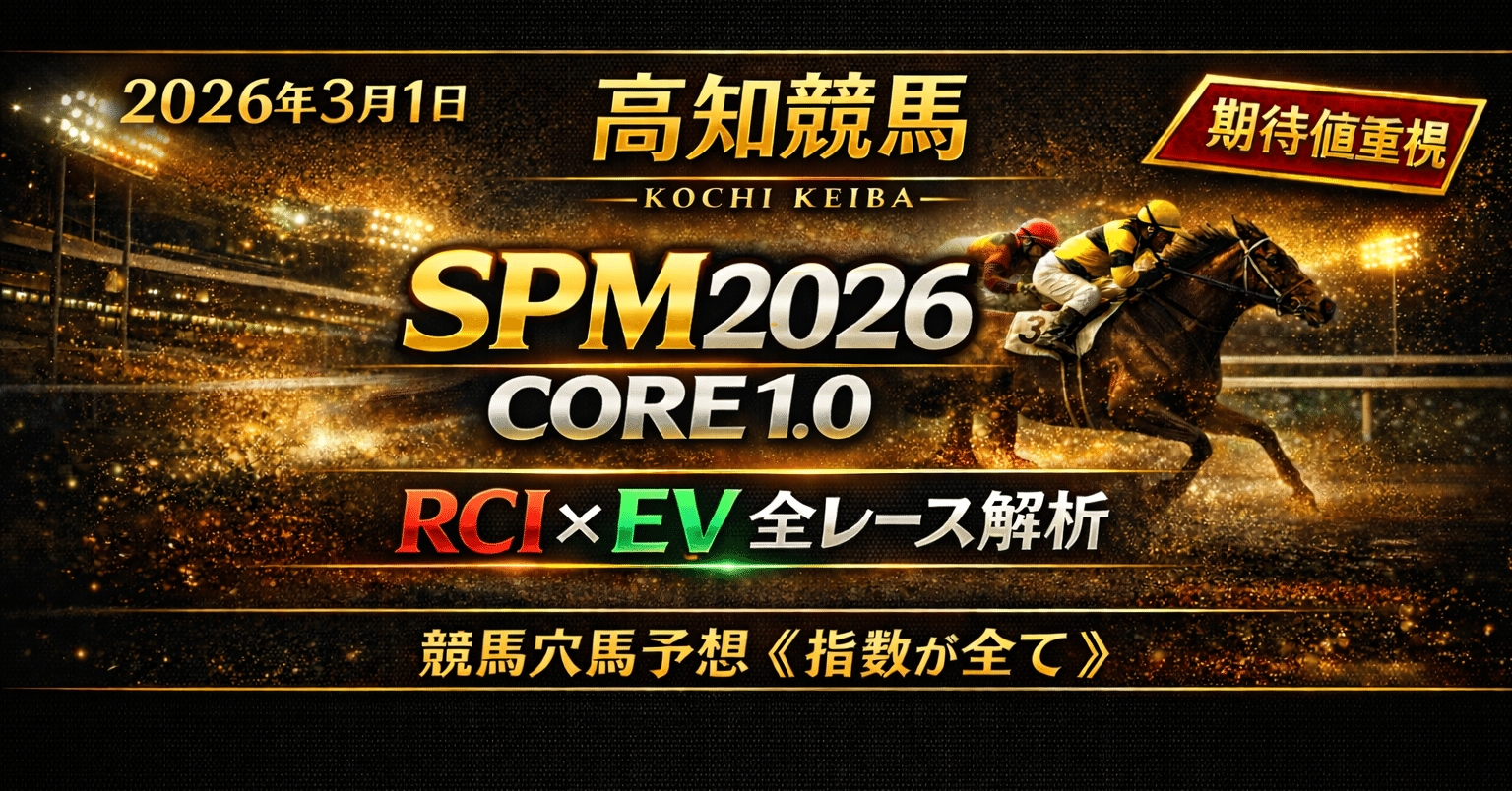 テスト【2026年3月1日】高知競馬｜SPM2026 CORE1.0 指数公開｜期待値