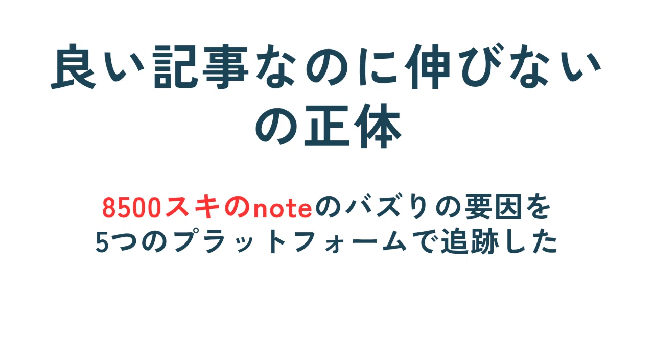 良い記事なのに伸びないの正体。8500スキnoteのバズりの要因を、5つのプラットフォームで追跡した｜dx_note