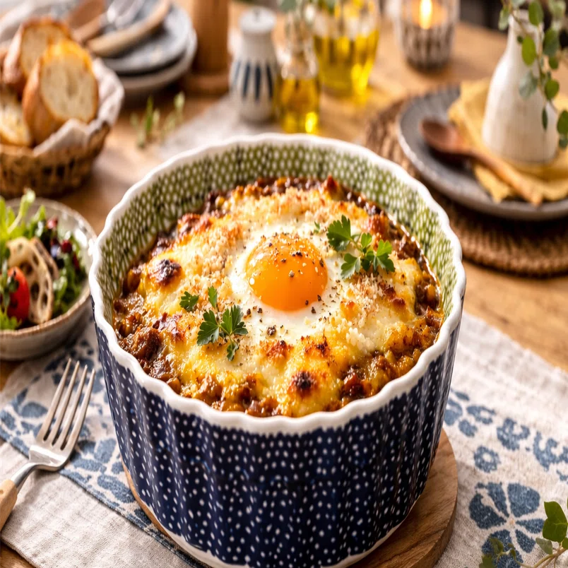 〇※前Hb1023 未使用保管品 レトロ カレー グラタン皿 5点まとめ ポーリッシュポタリーのグラタン皿Mで楽しむ、焼きカレー（卵・チーズ