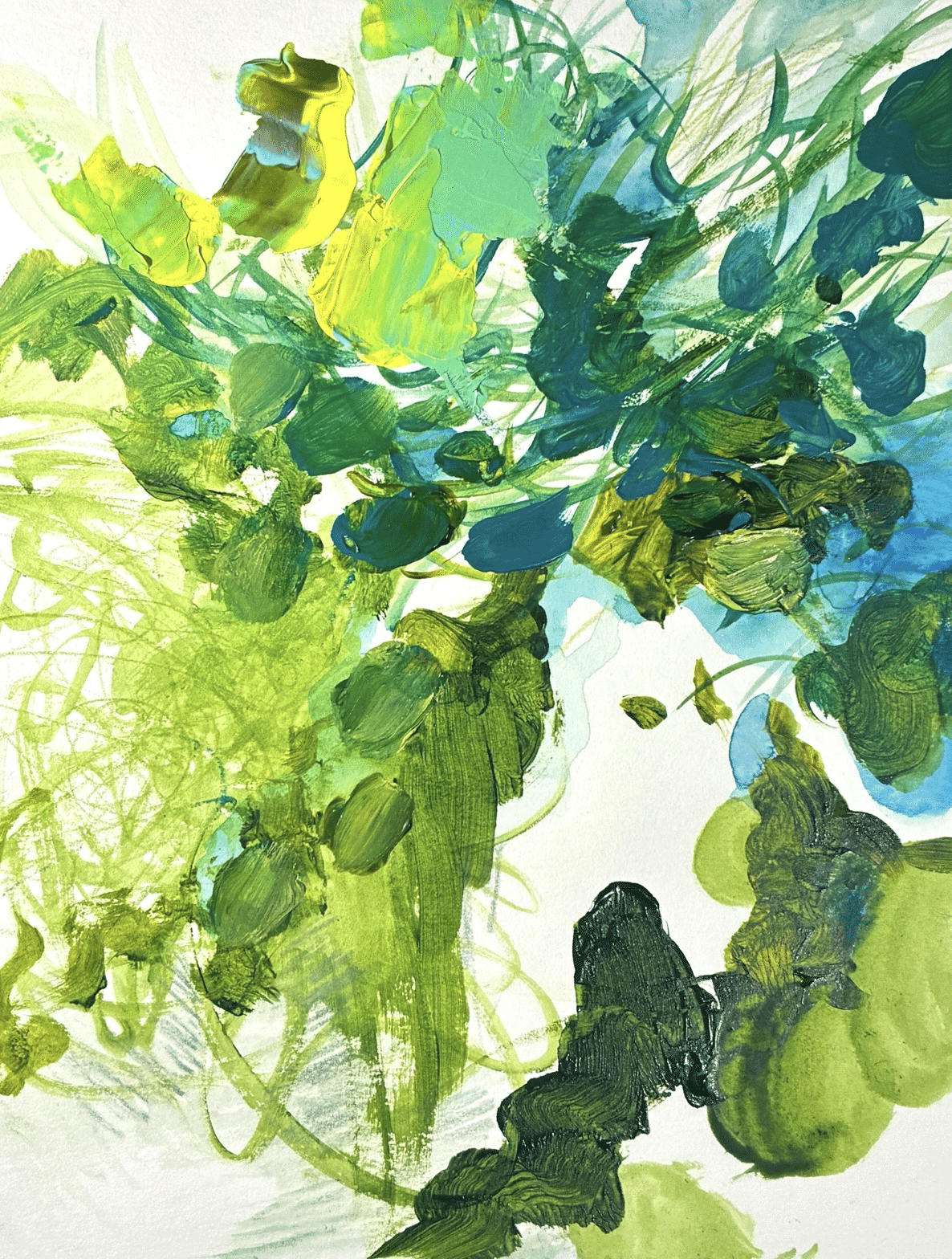 制作の裏側 今日の抽象画 ～緑のダンス〜｜きのした | 抽象画