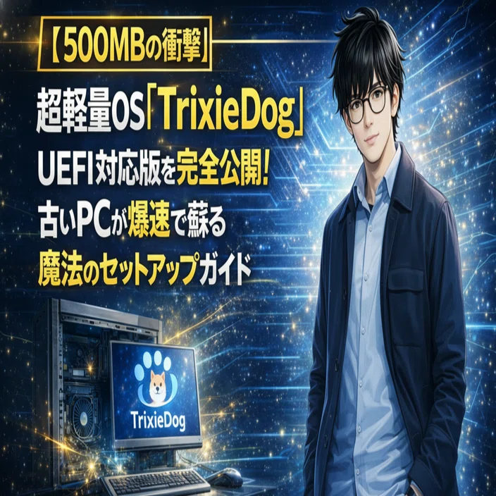 500MBの衝撃】超軽量OS「TrixieDog」UEFI対応版を完全公開！古いPCが