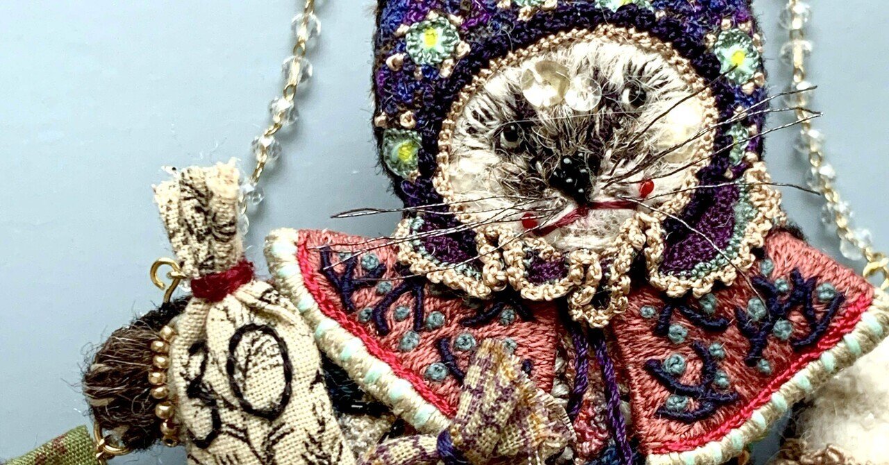 時間泥棒 brooch & ornament｜シロ(日本画家・刺繍作家)