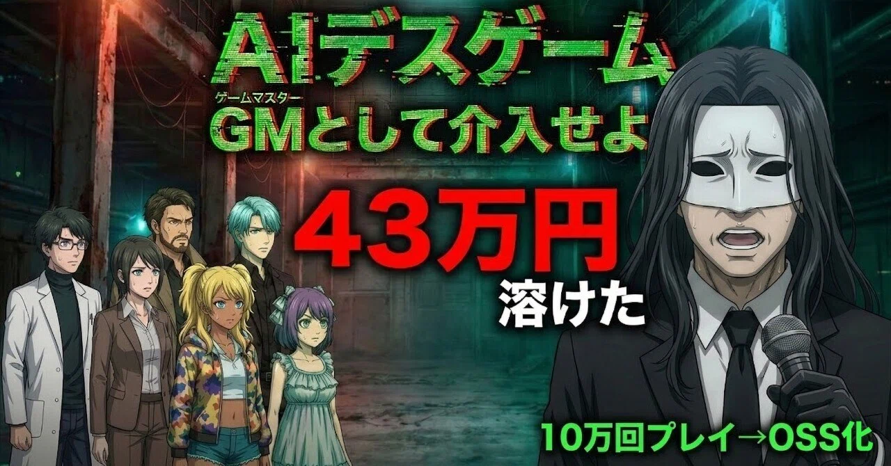 AIデスゲーム、2週間で10万回プレイしてもらって43万円溶けたので