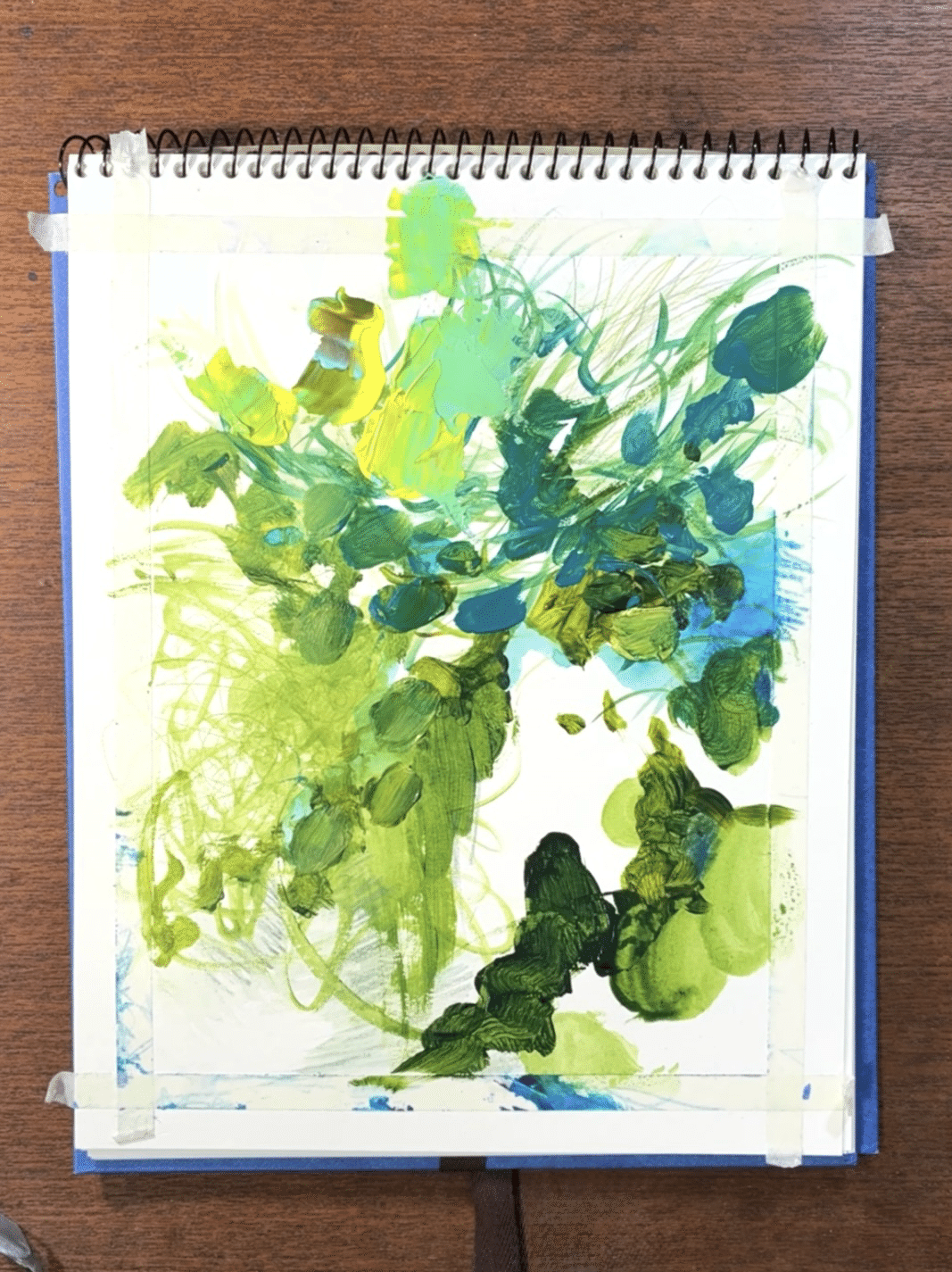 制作の裏側 今日の抽象画 ～緑のダンス〜｜きのした | 抽象画