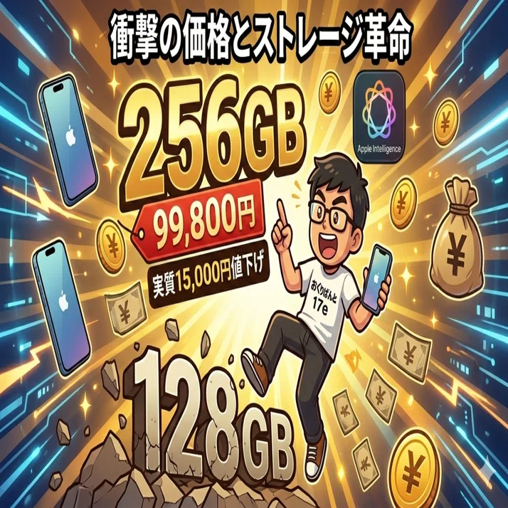 速報】iPhone 17eが神アプデ！256GBが10万円切りの「実質値下げ 