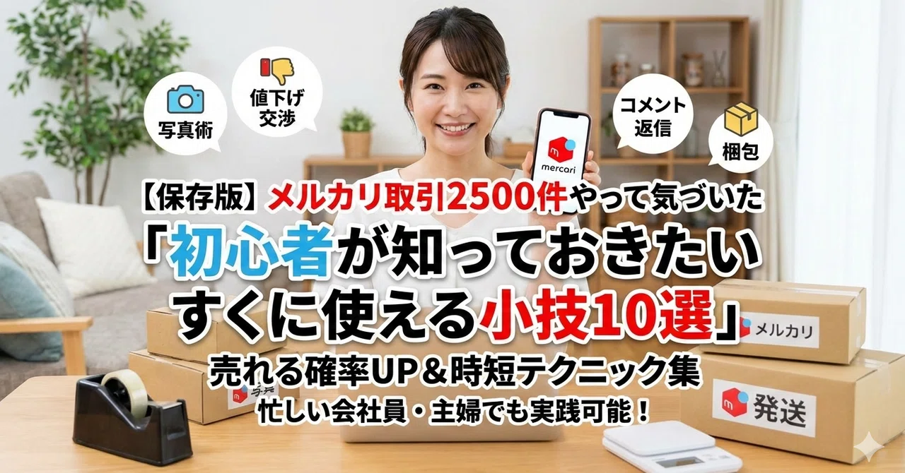 【保存版】メルカリ取引2500件やって気づいた「初心者が知っておきたいすくに使える小技10選」|崖っぷちパパの副業 note
