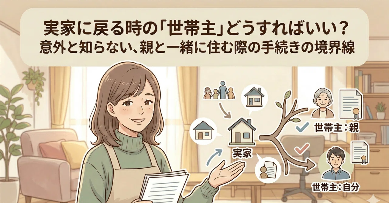 実家に戻る時の「世帯主」どうすればいい?意外と知らない、親と一緒に住む際の手続きの境界線|まい🍀 40代シンママの手続きTipsノート
