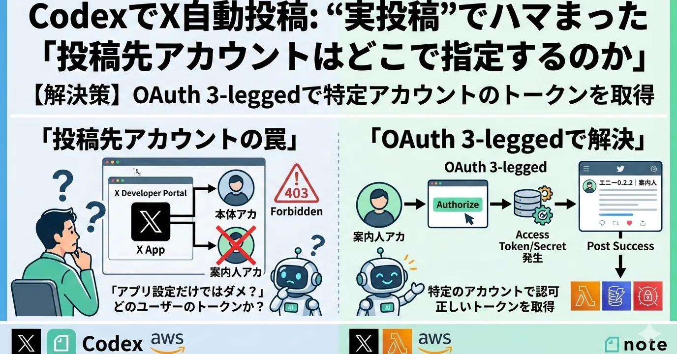 CodexでX自動投稿:“実投稿”でハマまった「投稿先アカウントはどこで CodexでX自動投稿:“実投稿”でハマまった「投稿先アカウントはどこで