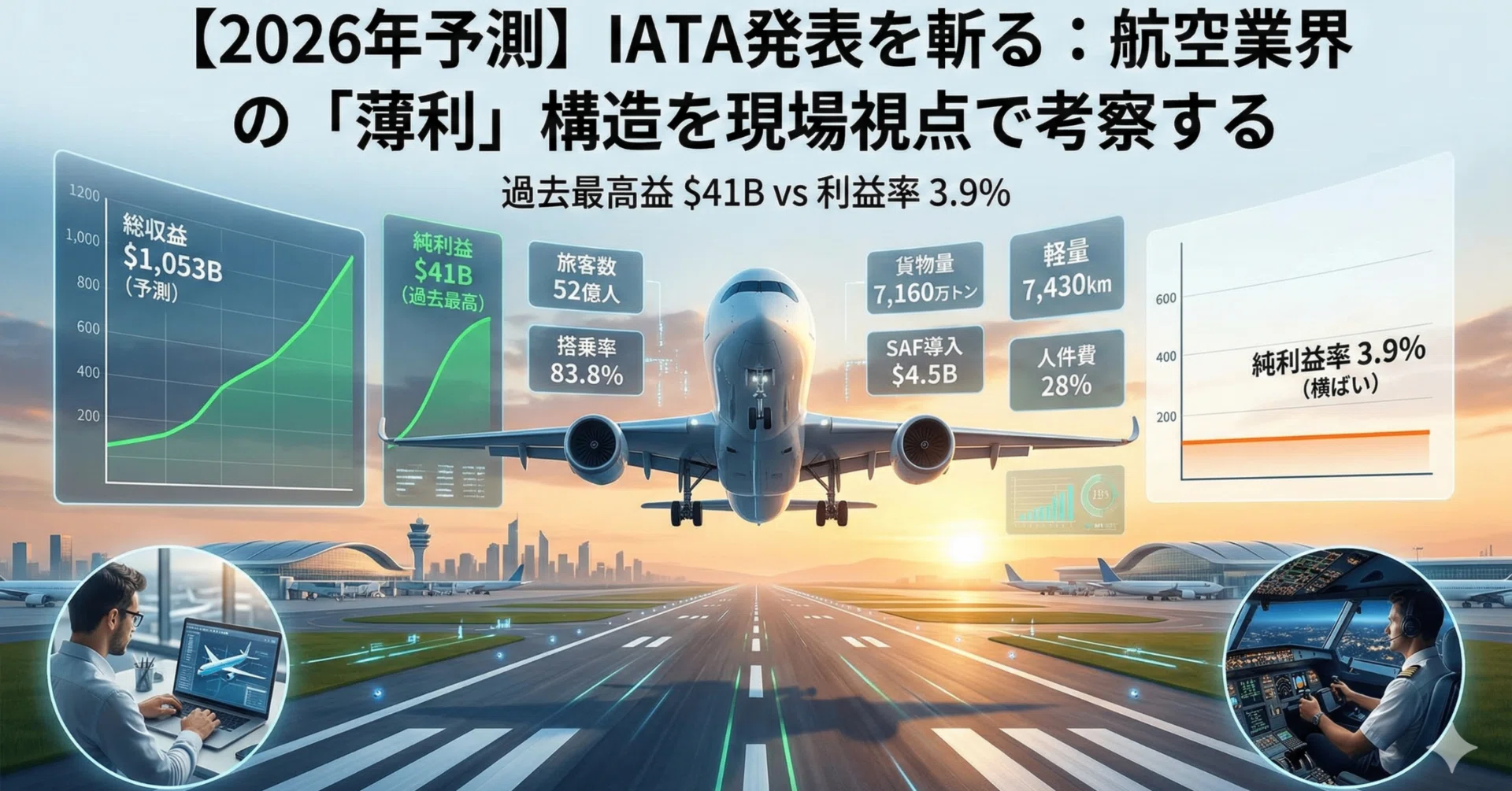 利益率わずか3.9%の衝撃。IATA「2026年予測」から読み解くバリュー
