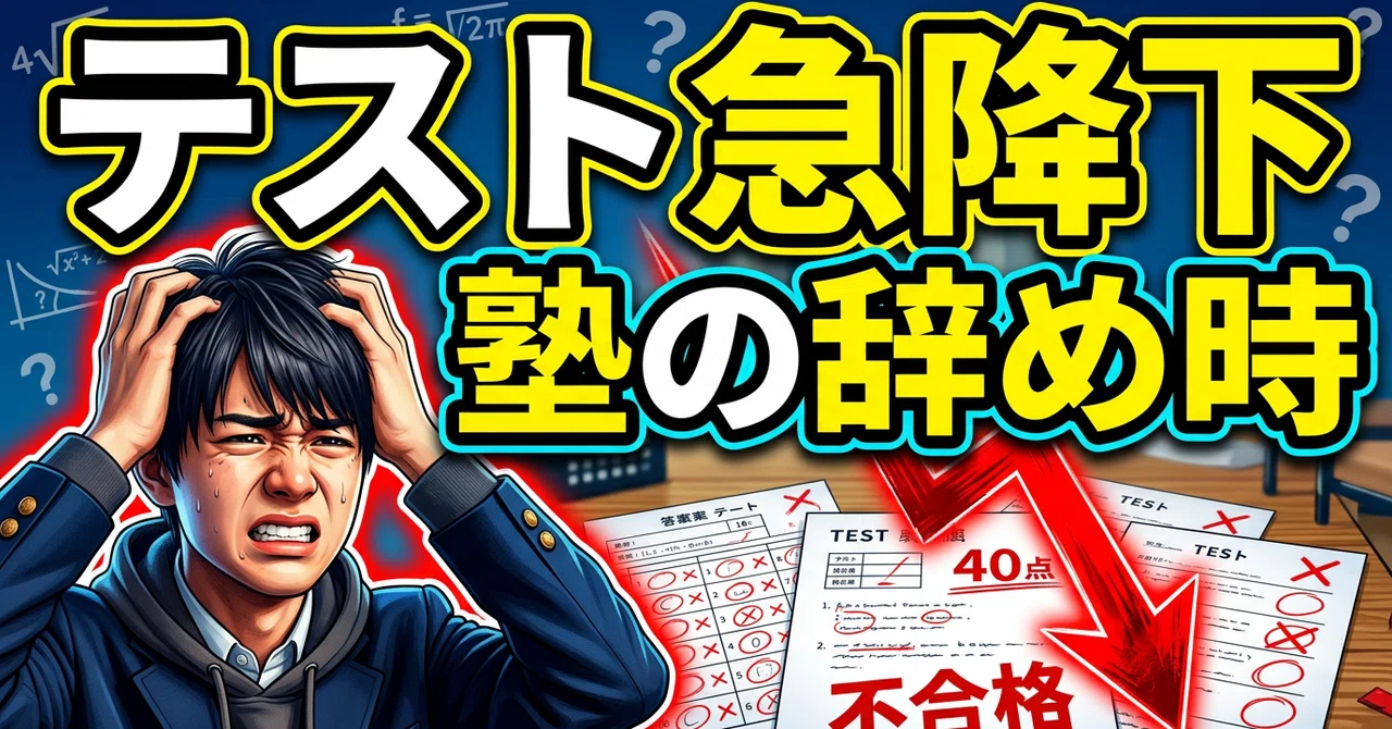 テストで点数が急降下！塾は辞めるべき？続けるべき？後悔しない究極の選択基準｜逆転ナビゲーター｜ゴーイングさいとう