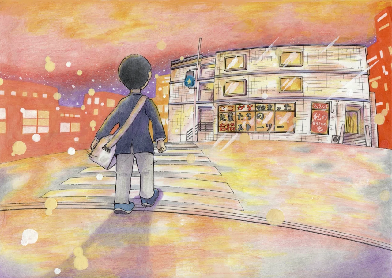 色鉛筆とコピックで夕焼け空を描く方法｜街並みイラストの着彩｜吉村