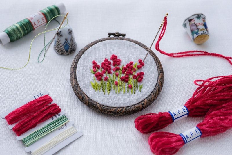 A F Eの多彩な刺繍糸で簡単に作れる花刺繍の制作キット Art Fiber Endo Note A F Eの多彩な刺繍糸で簡単に作れる花刺繍の制作キット Art Fiber Endo Note