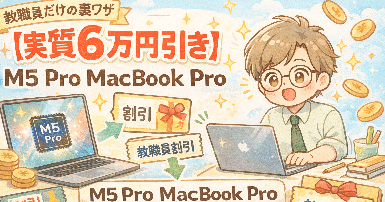 実質6万円引き】最新M5 Pro MacBook Proを「教職員割引×Amazonギフト