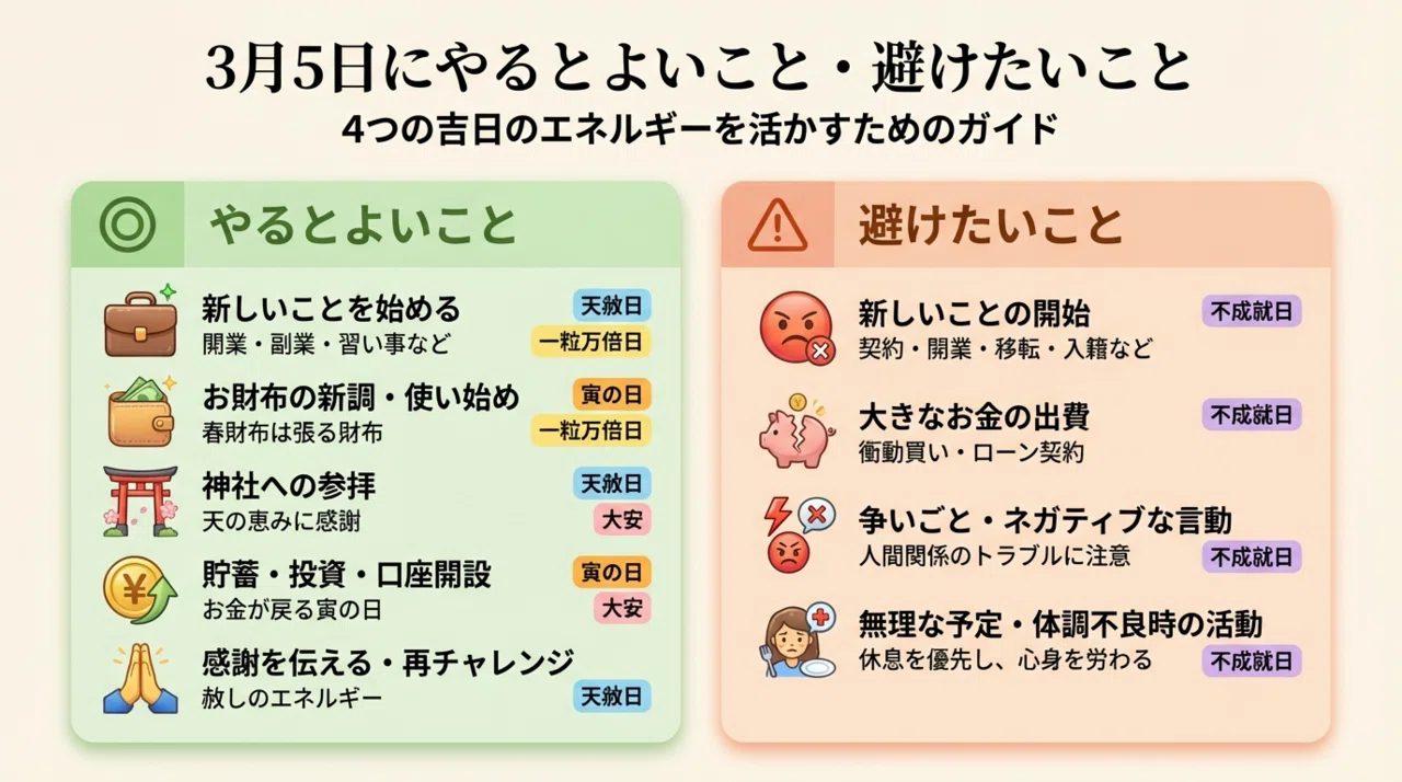 2026年3月5日】天赦日×一粒万倍日×寅の日×大安が重なる最強開運日｜約