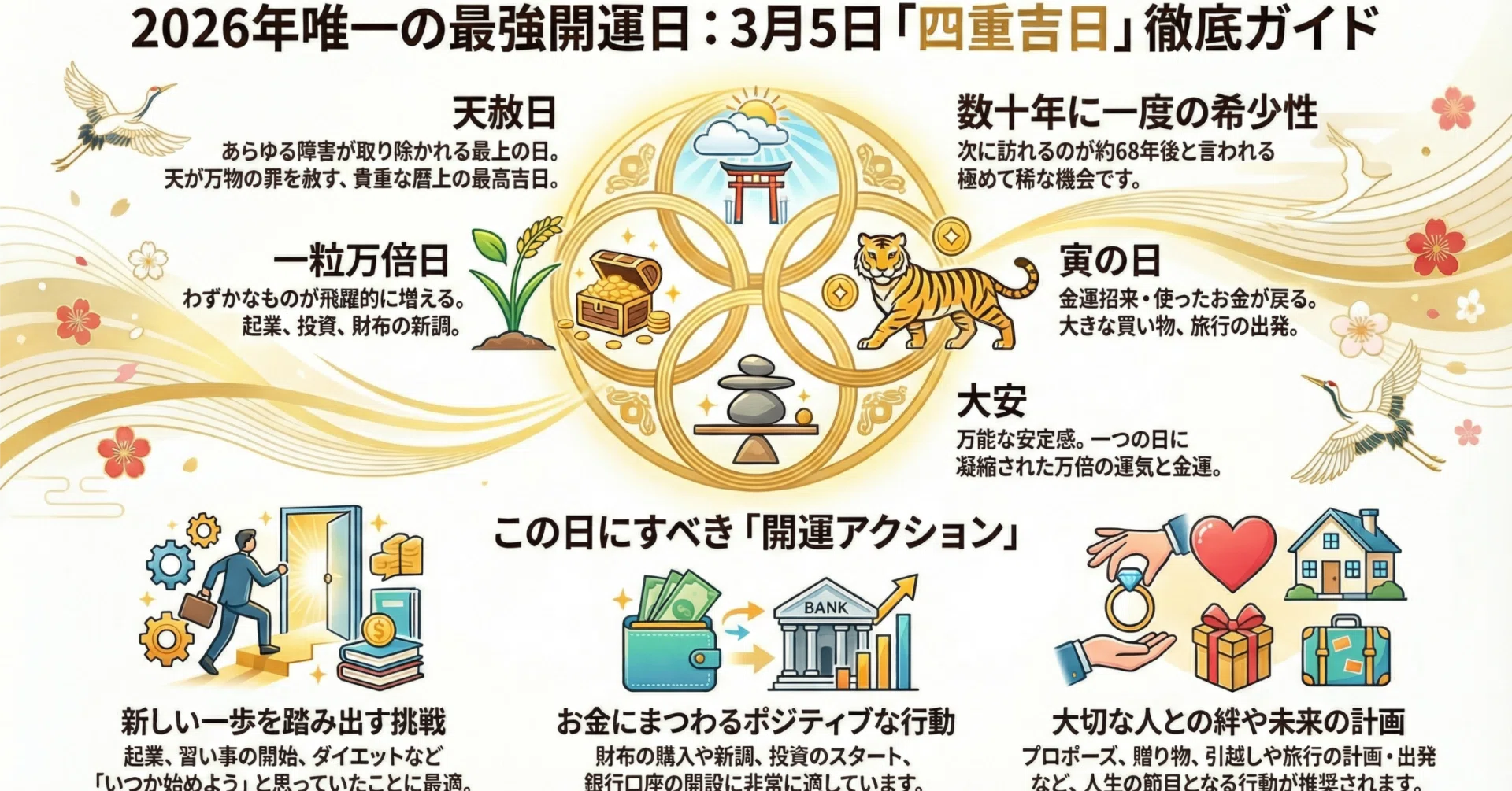 2026年最強運】数十年に一度の奇跡「四重吉日」完全ガイド｜3月5日に