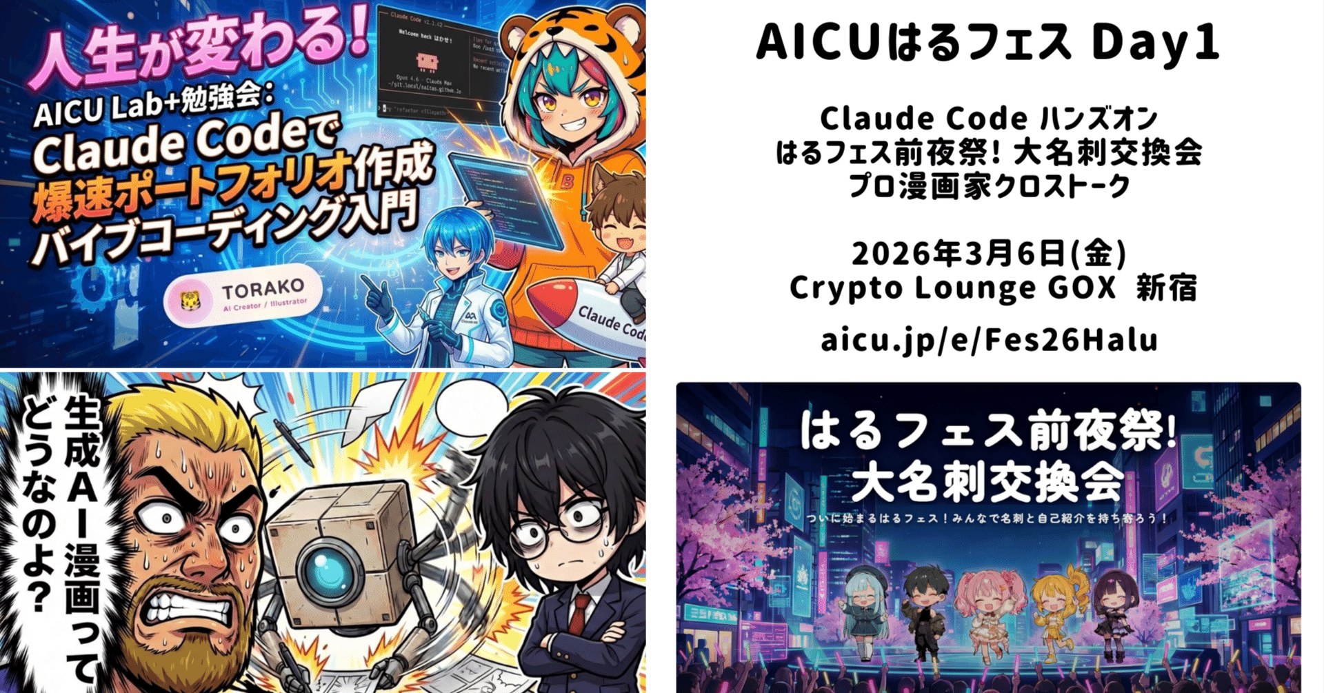 Cover Image for 【AICUはるフェス】Day1特集VibeCoding＆漫画Day