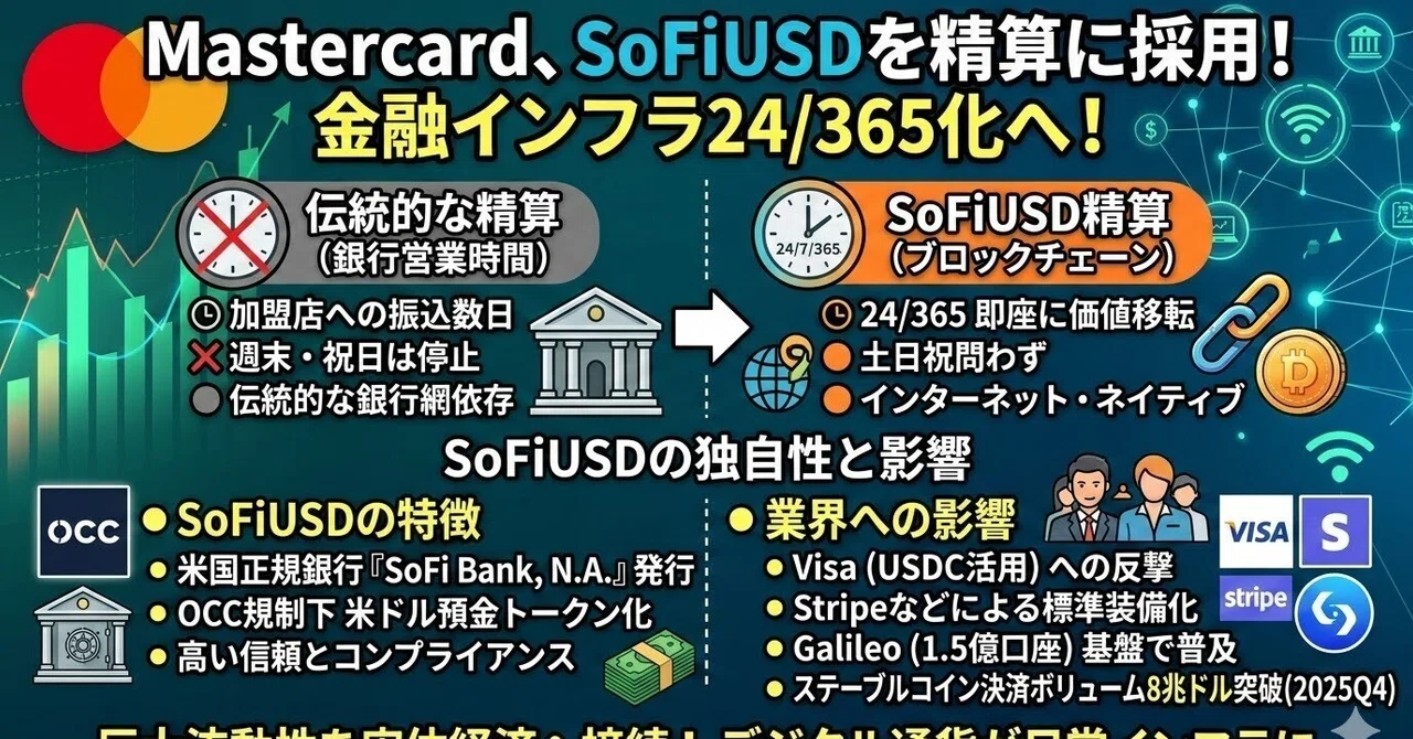 MastercardがSoFiのステーブルコイン「SoFiUSD」を精算手段に追加｜万代 惇史 @マネックスベンチャーズ