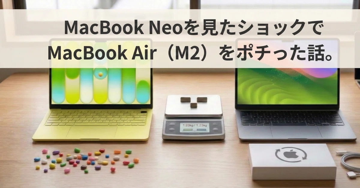 MacBook Neoを見たショックでMacBook Air（M2）をポチった話。｜S_KUMA