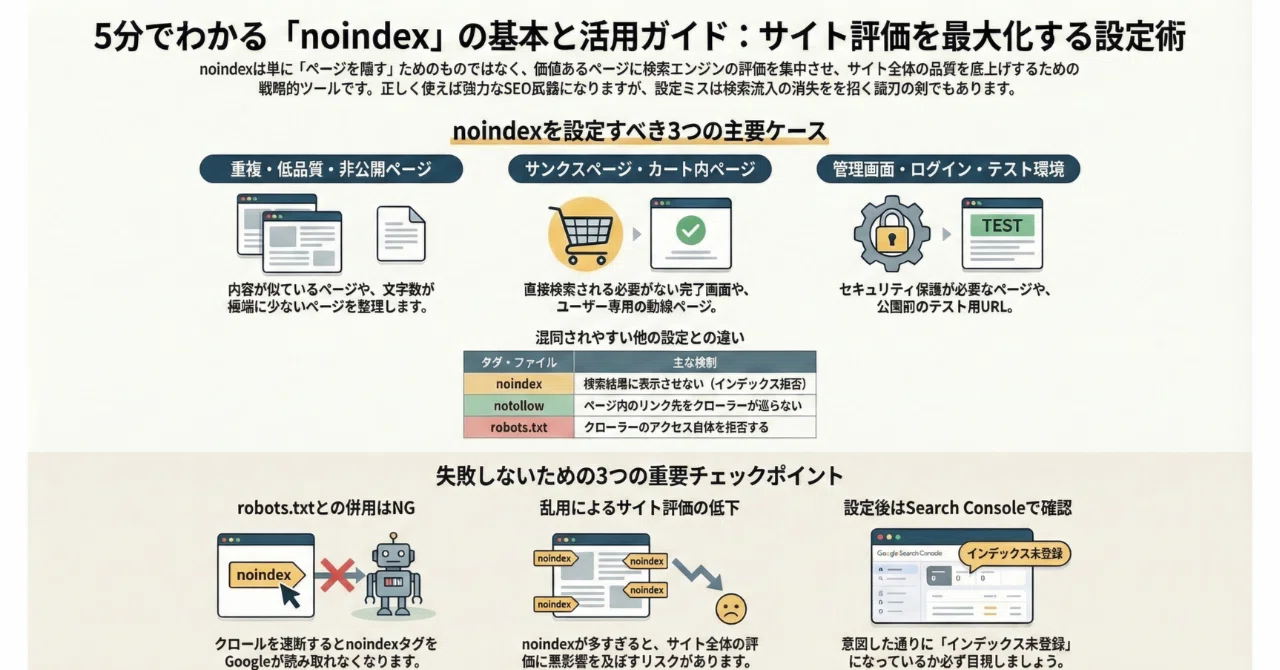 noindexとは？設定が必要なページの見極め方と、やりがちなミスの本質