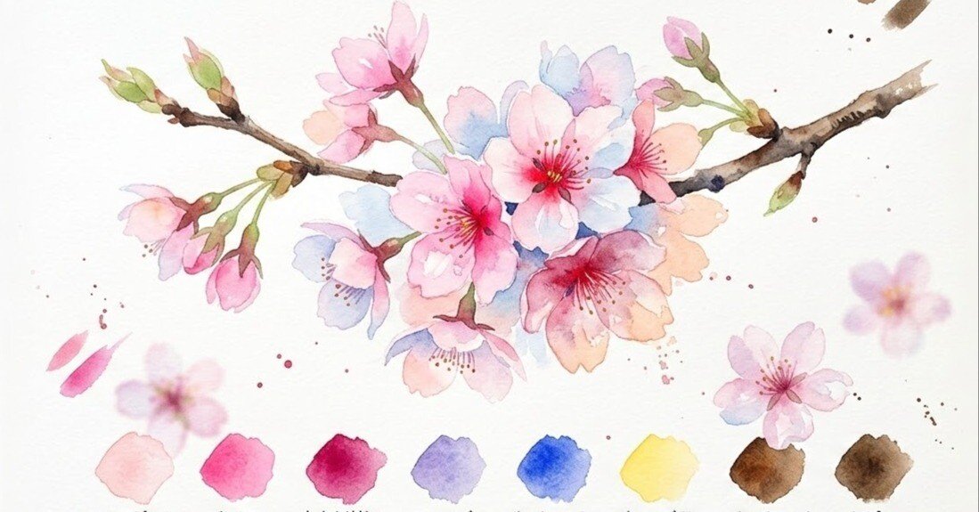 水彩イラスト講座】水彩で描く「透明感あふれる桜」の極意。色選びと