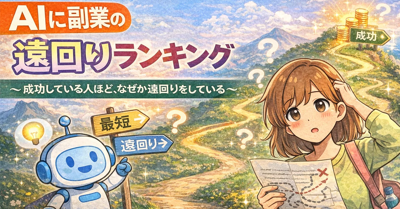 🤖AIに“副業の遠回りランキング”を作らせてみた〜成功している人ほど、なぜか遠回りをしている〜|時間にしばられたくない会社員