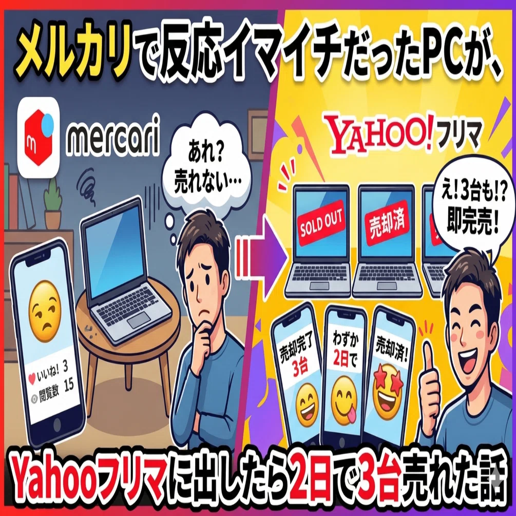 中古パソコン転売実践記】メルカリで反応イマイチだったPCが、Yahoo