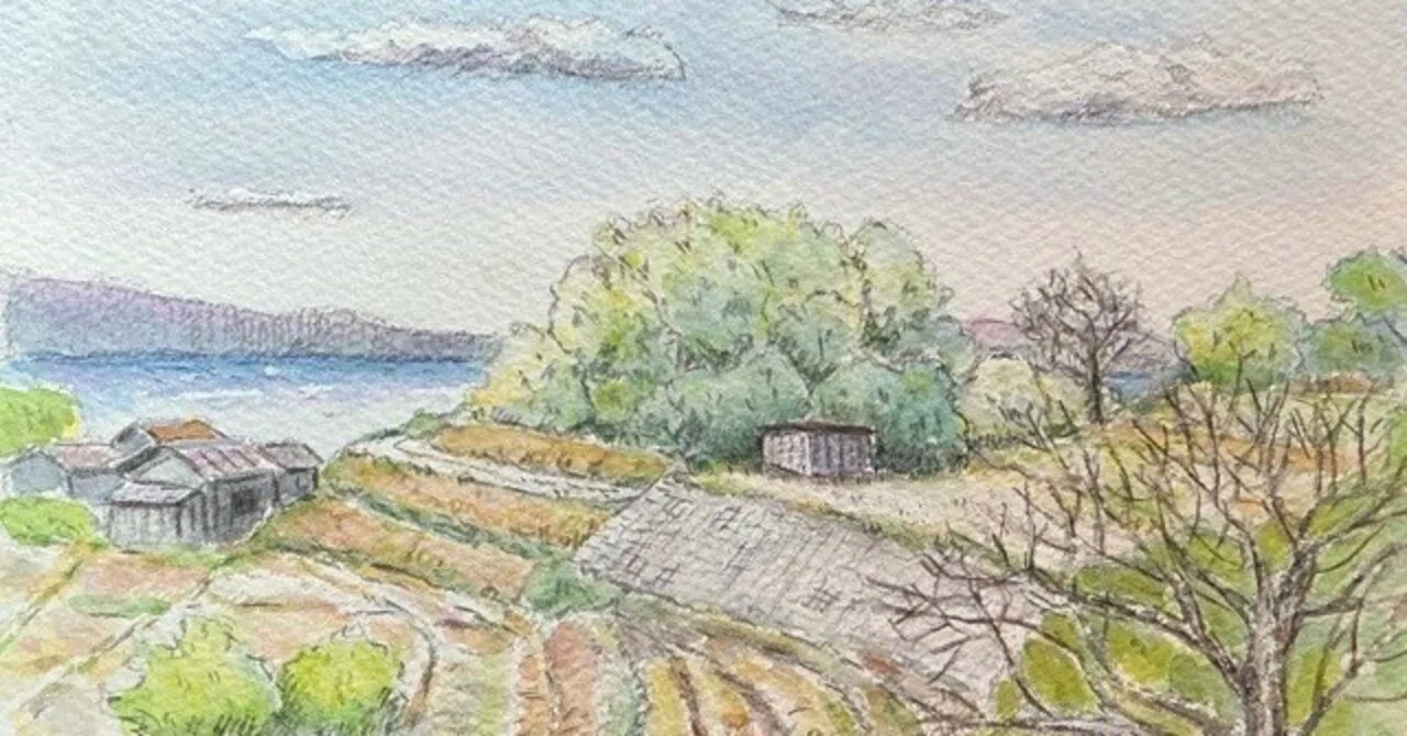 いつもの海の見える風景を描く｜水彩スケッチ帖