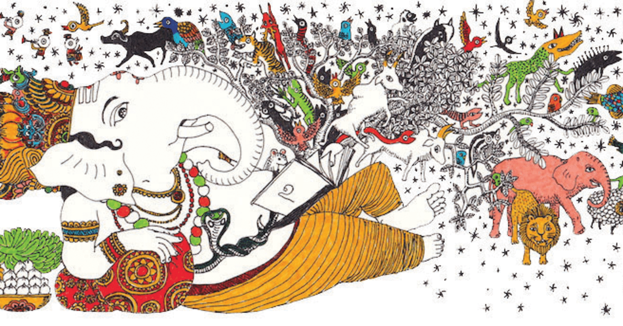 ガネーシャの絵とガネーシャのお話。｜武田尋善