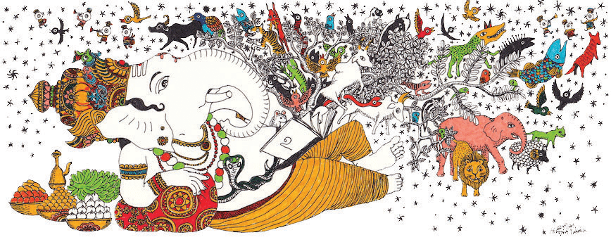 ガネーシャの絵とガネーシャのお話。｜武田尋善