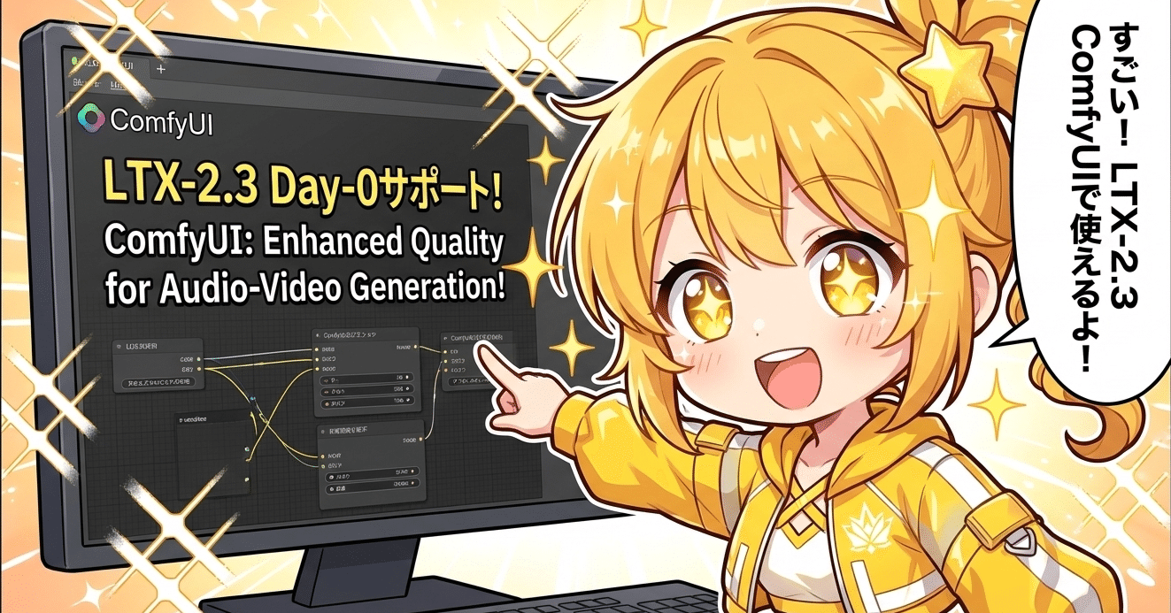 Cover Image for LTX-2.3がComfyUIで爆速対応！動画・音声生成が神レベル進化だよ！