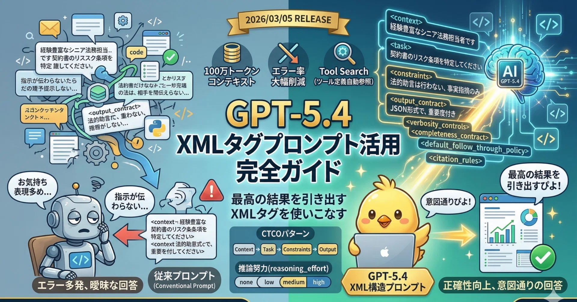 GPT-5.4プロンプトガイド完全解説：XMLタグを使いこなして最高の結果を