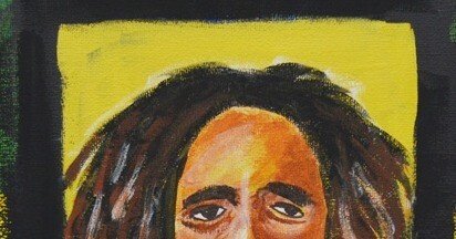 アクリル画 ボブマーリーさん似の人 絵 アート レゲエ ラスタカラー｜教蛾