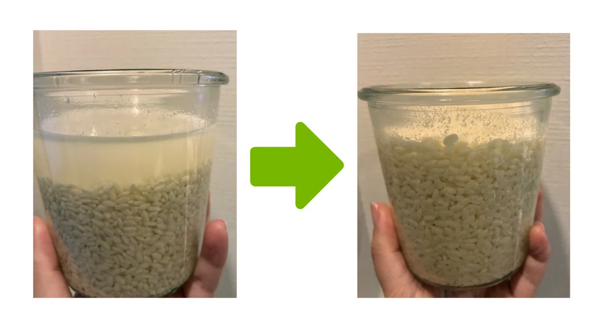 塩麹が水を含んだ写真