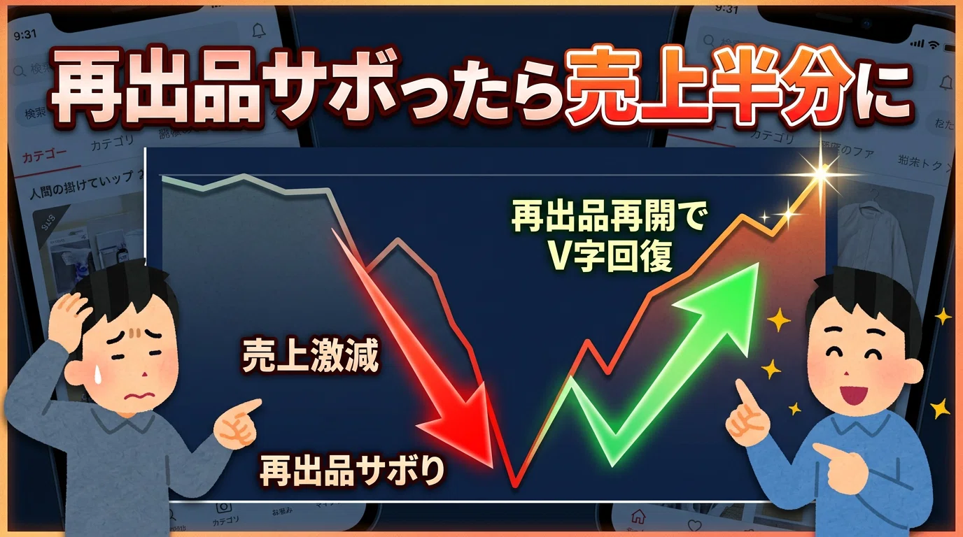 再出品サボったら売上が半分になった話｜GOD(神)｜メルカリ物販の効率 