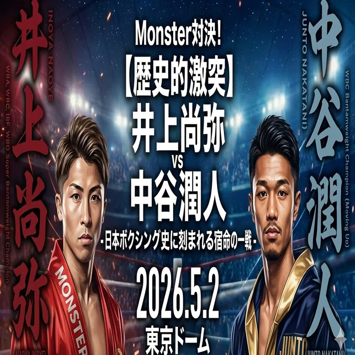 公式発表】井上尚弥vs中谷潤人、5月2日東京ドーム決定！全勝同士の日本
