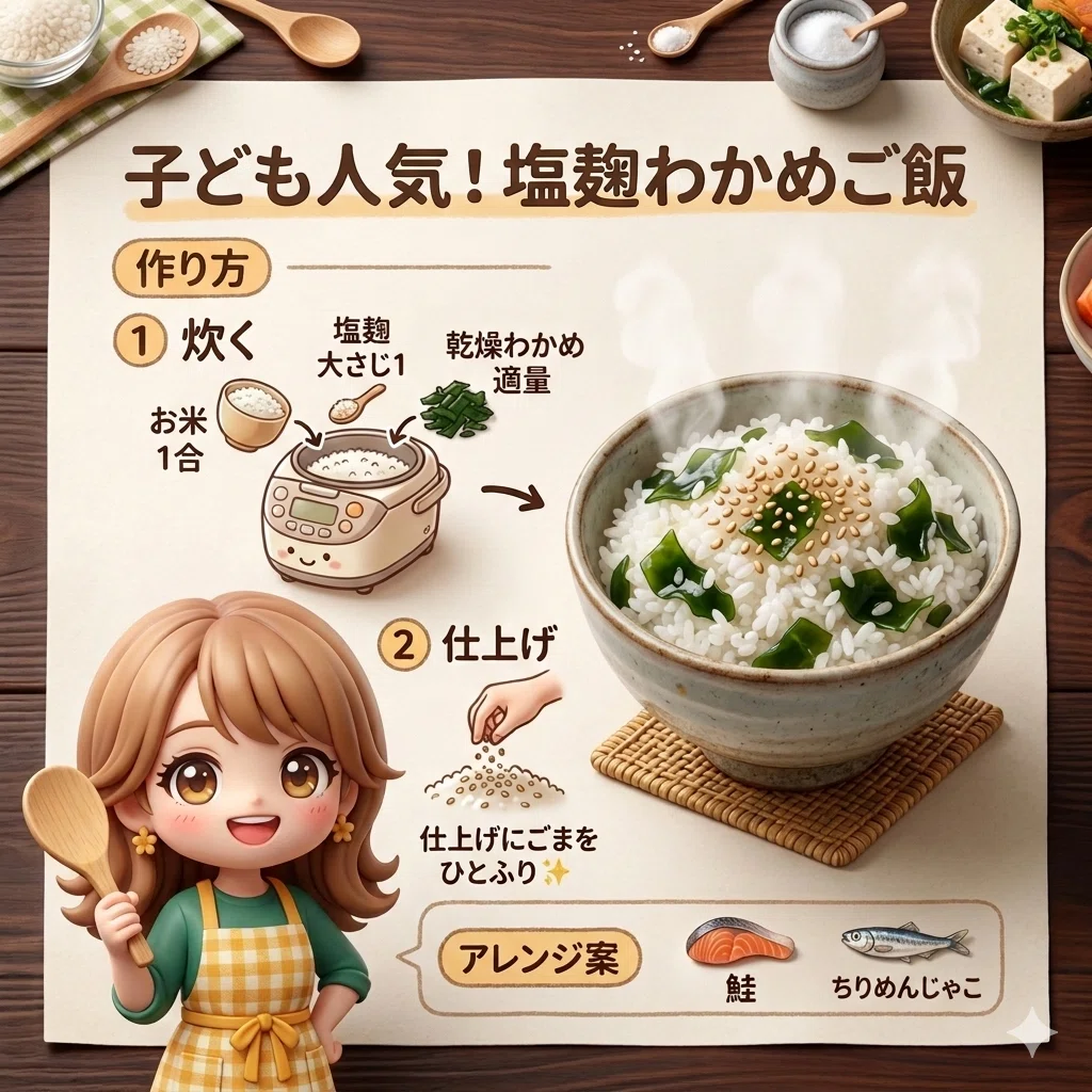 わかめご飯の図解