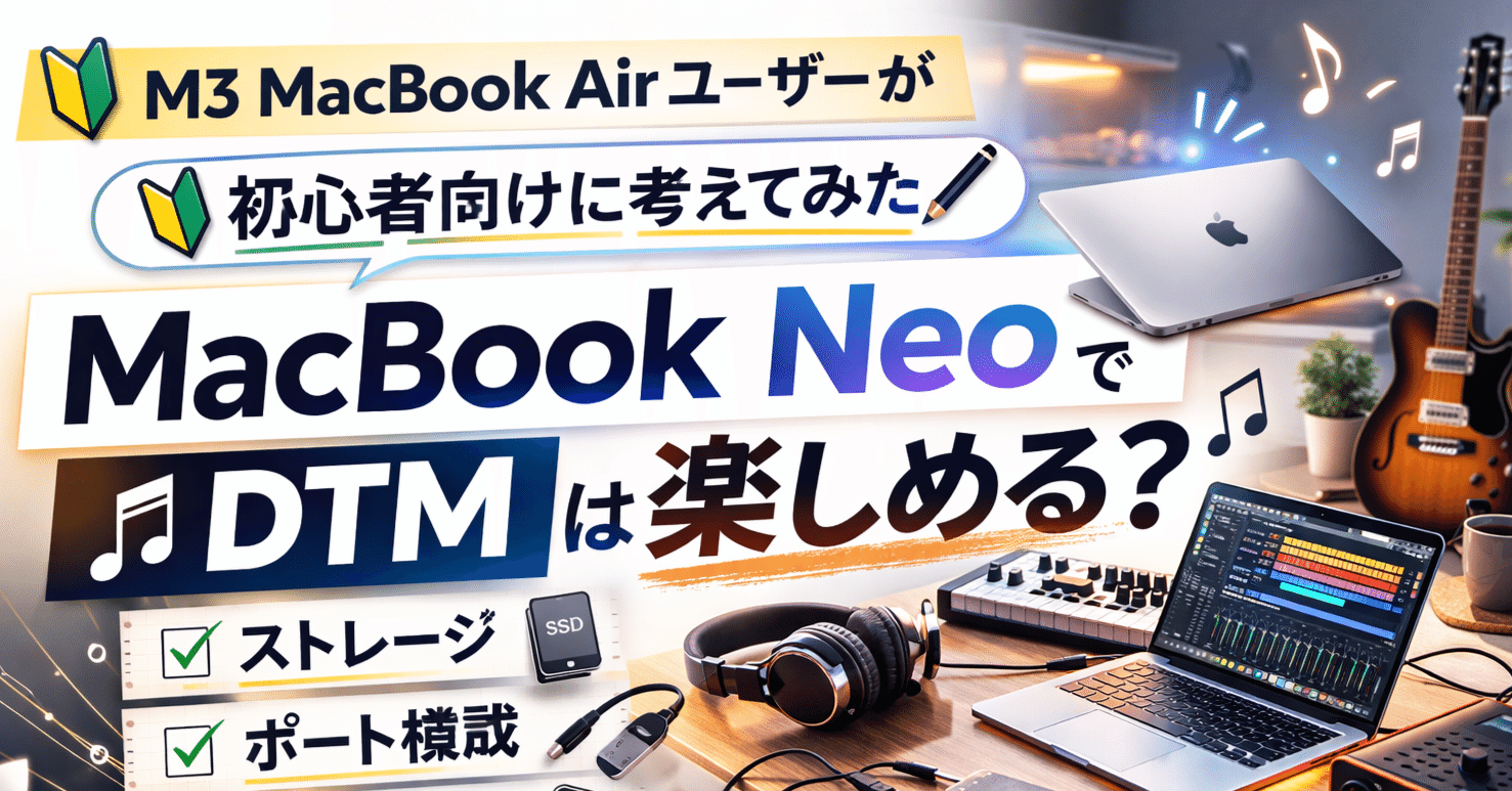 MacBook NeoでDTMは楽しめる？ MacBook AirでDTMを楽しんでいる僕が